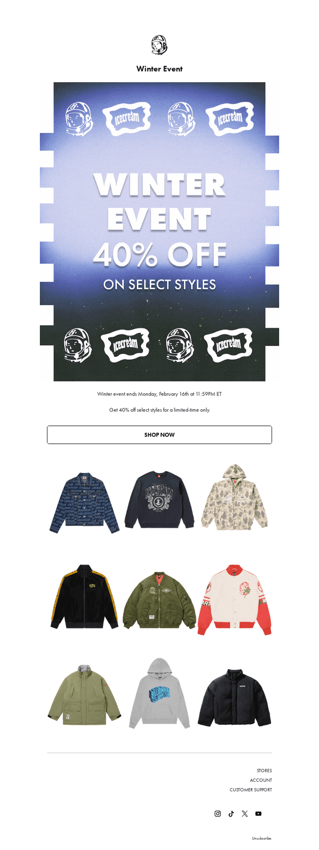 Billionaire Boys Club email from Mon, Feb 16, 2026