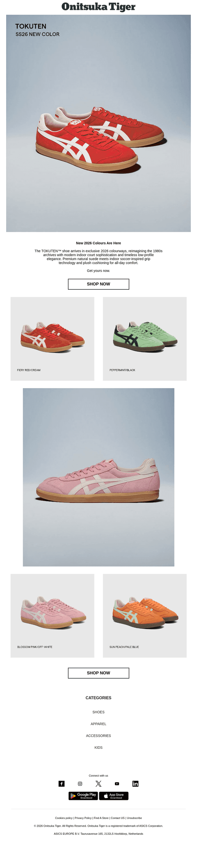 Onitsuka Tiger email from Mon, Feb 16, 2026