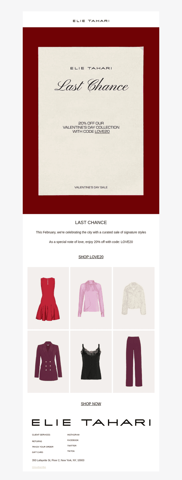 Elie Tahari email from Mon, Feb 16, 2026