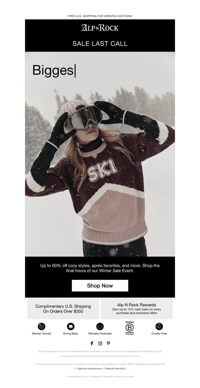 Final Call: 60% off Winter Collection