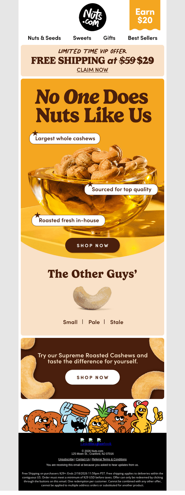 Free shipping on $29+! Go nuts 🥜