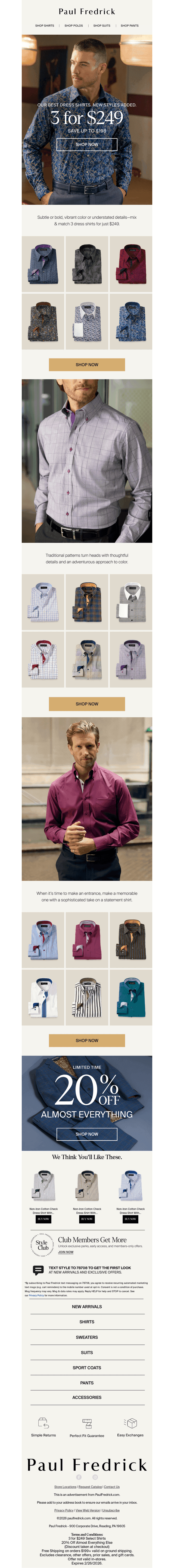 Pick 3 shirts for $249.