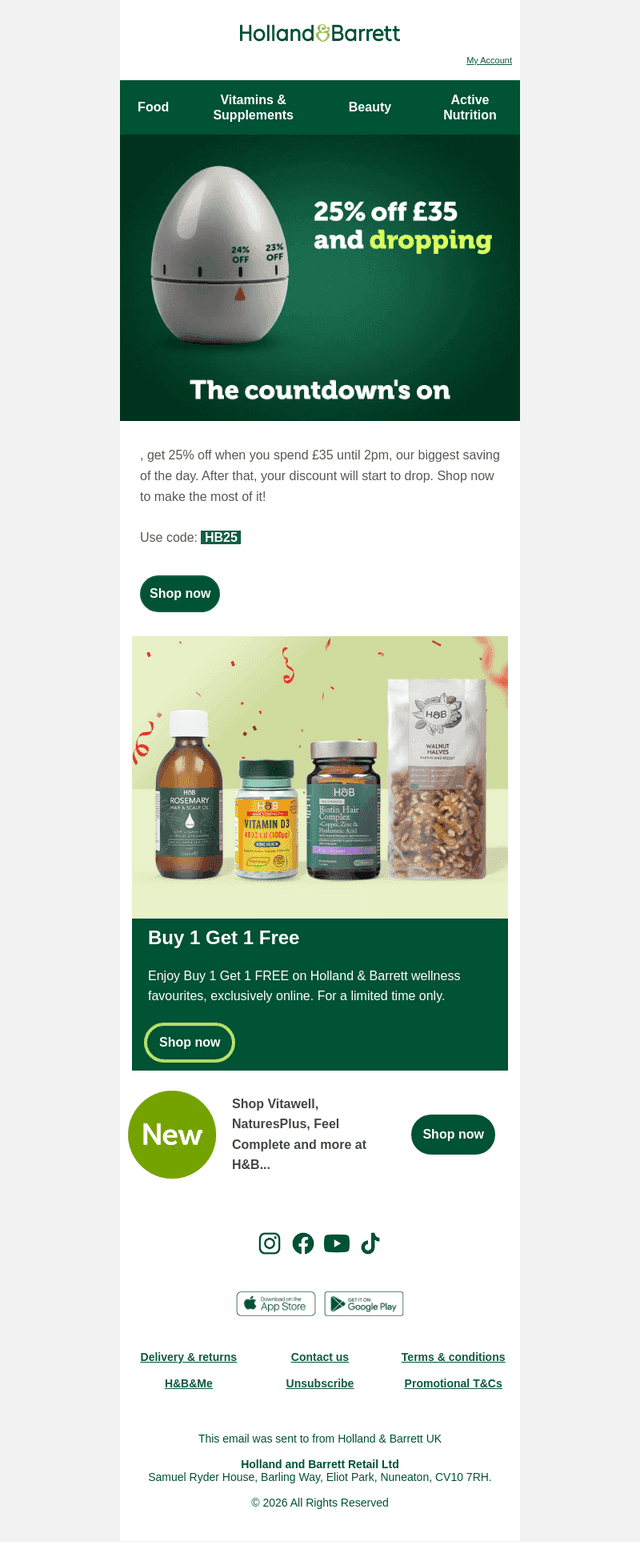 Holland & Barrett email from Thu, Feb 19, 2026