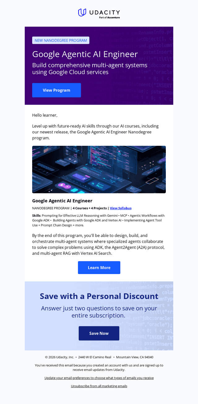 New: Google Agentic AI Engineer Nanodegree program