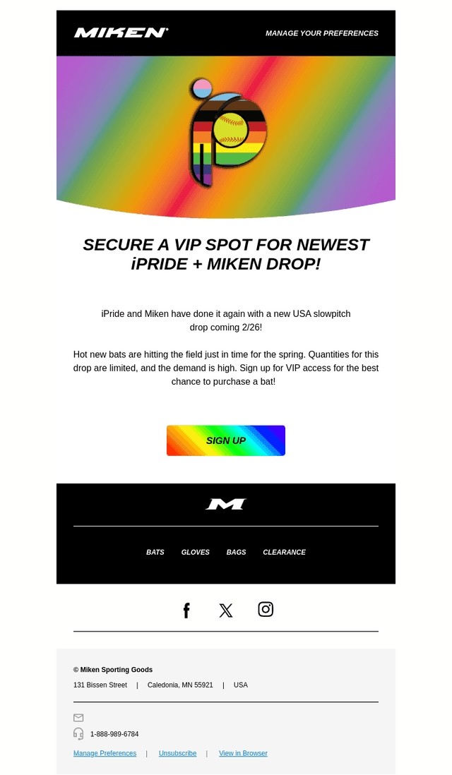 Miken Sports email from Thu, Feb 19, 2026