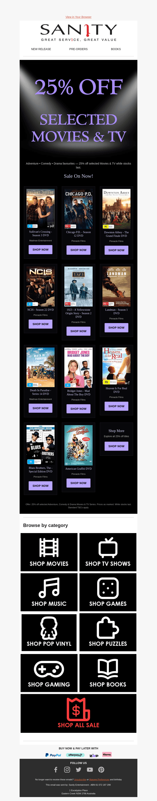 25% Off Comedy & Drama