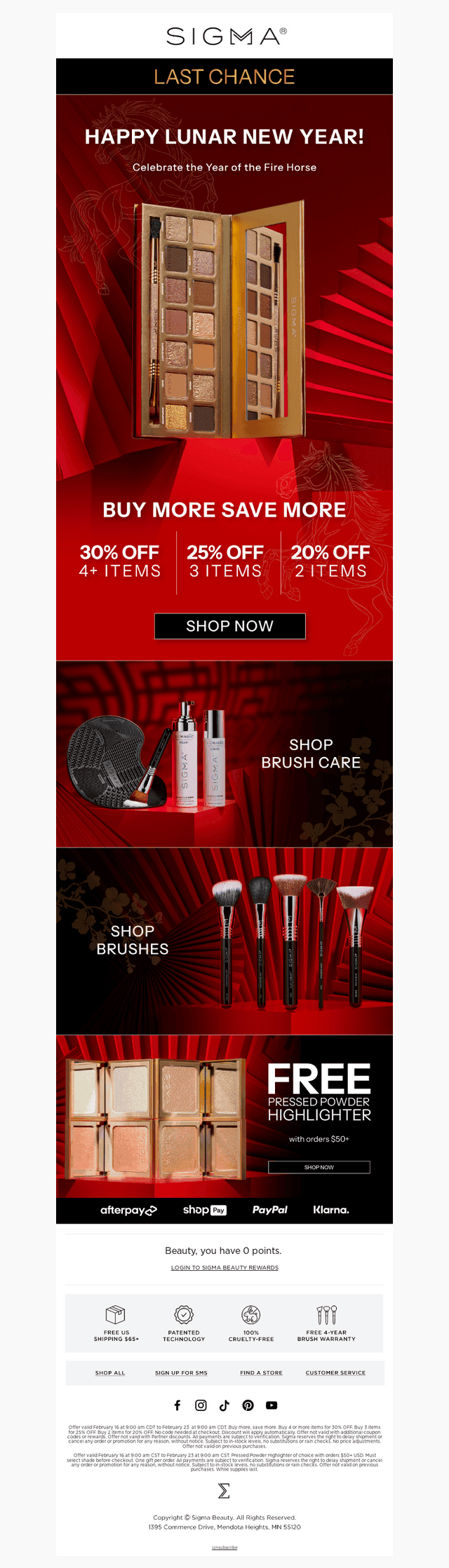 Sigma Beauty email from Sun, Feb 22, 2026