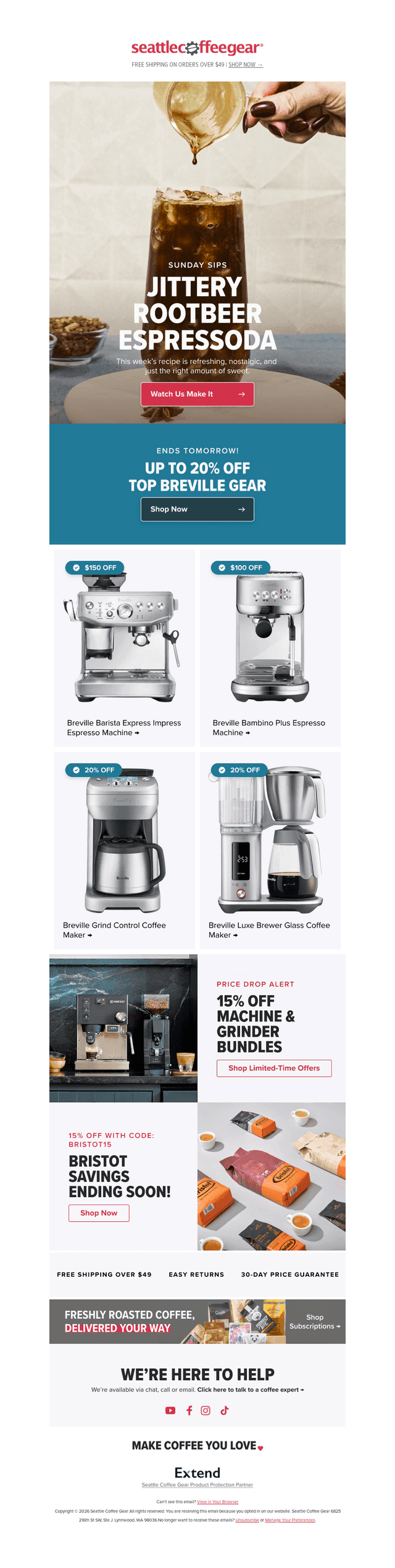 Seattle Coffee Gear email from Sun, Feb 22, 2026