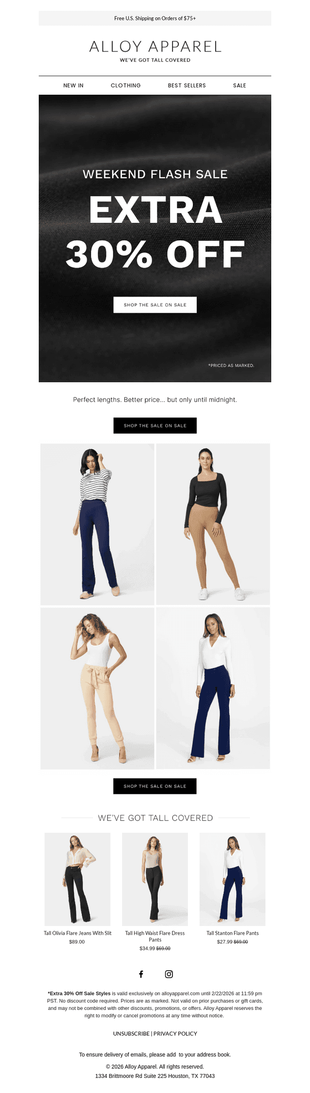 Alloy Apparel email from Sun, Feb 22, 2026