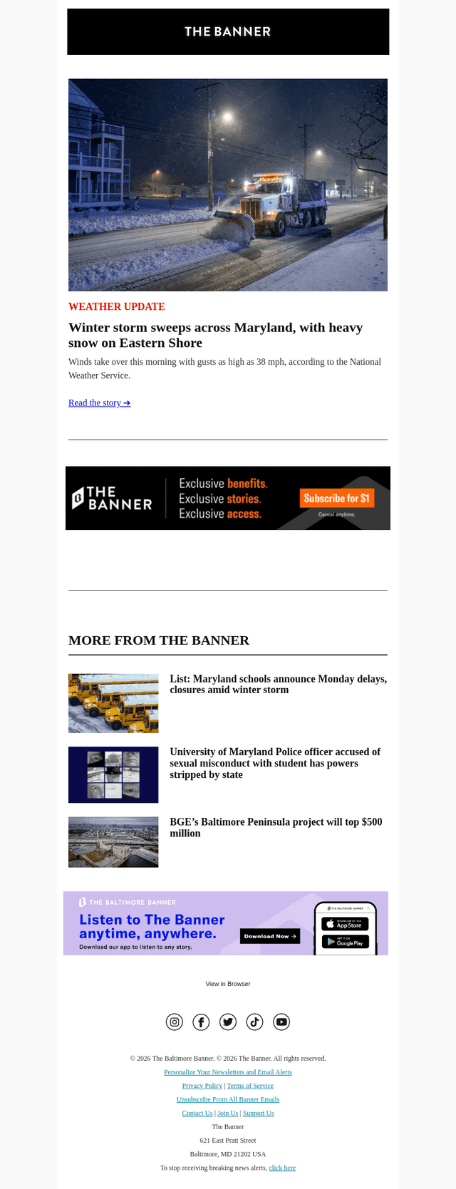 The Baltimore Banner email from Mon, Feb 23, 2026
