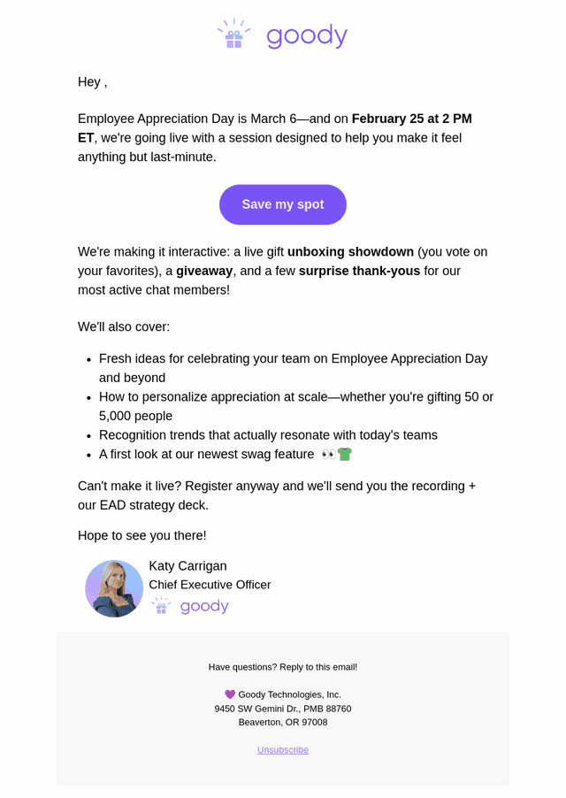 Goody email from Mon, Feb 23, 2026