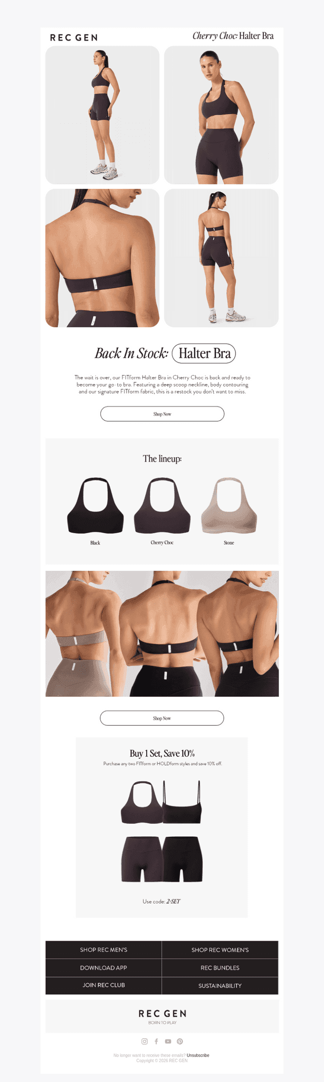 Restocked: FITform Halter Bra Cherry Choc