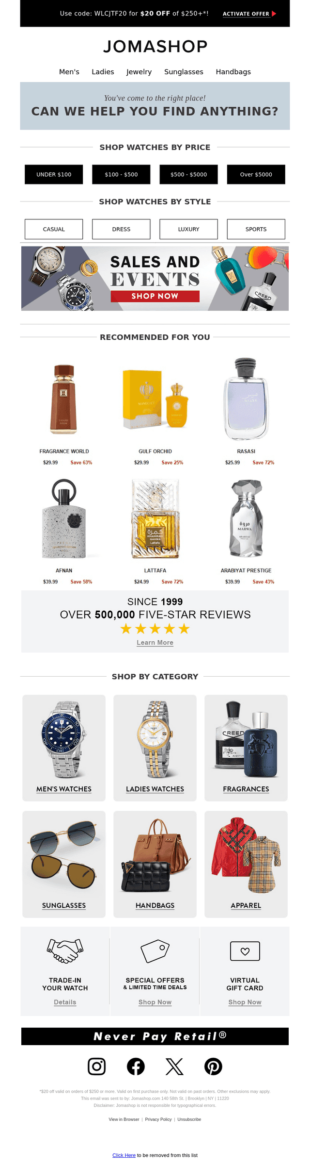 Jomashop email from Tue, Feb 24, 2026