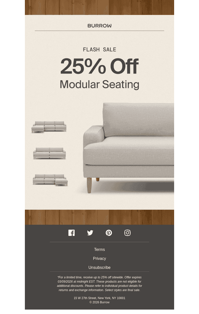 Flash Sale: 25% Off Modular Seating
