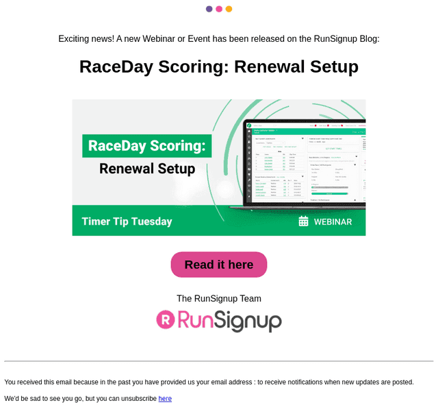 RunSignUp email from Tue, Feb 24, 2026