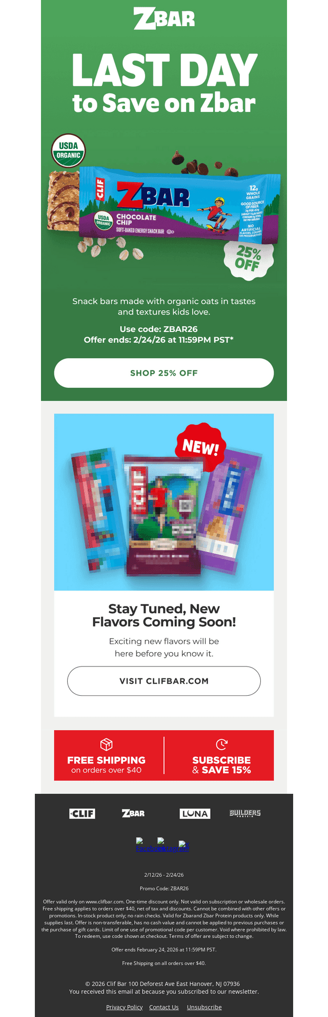 LAST DAY for 25% Off Zbar