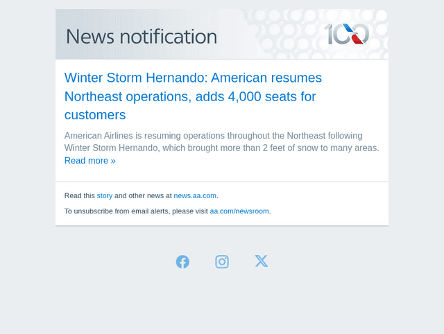 American Airlines email from Tue, Feb 24, 2026