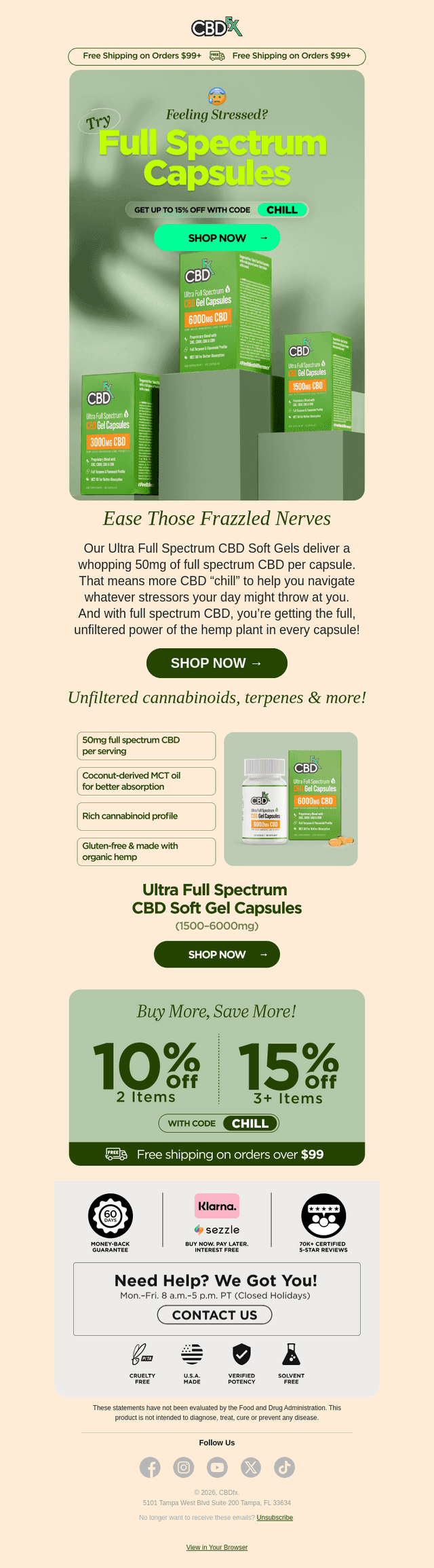 Try CBD Soft Gel Capsules for full spectrum benefits