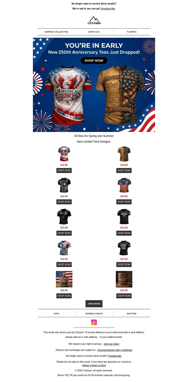New 250th T-shirt Designs