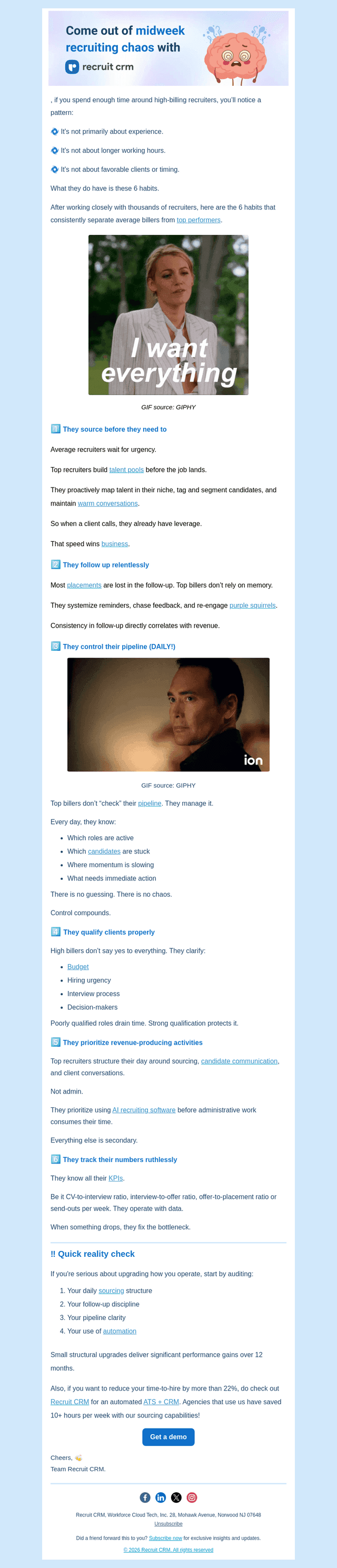 Recruit CRM email from Wed, Feb 25, 2026