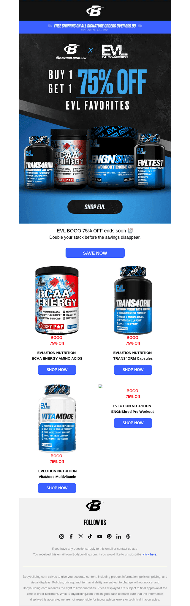 EVL BOGO 75% OFF — Almost Over 🚨