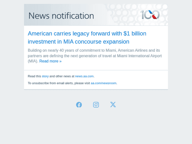 American Airlines email from Wed, Feb 25, 2026