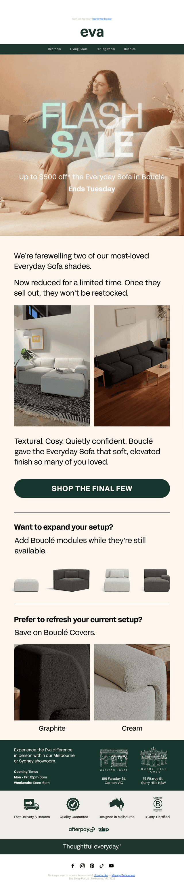 These Everyday Sofa colours are leaving.