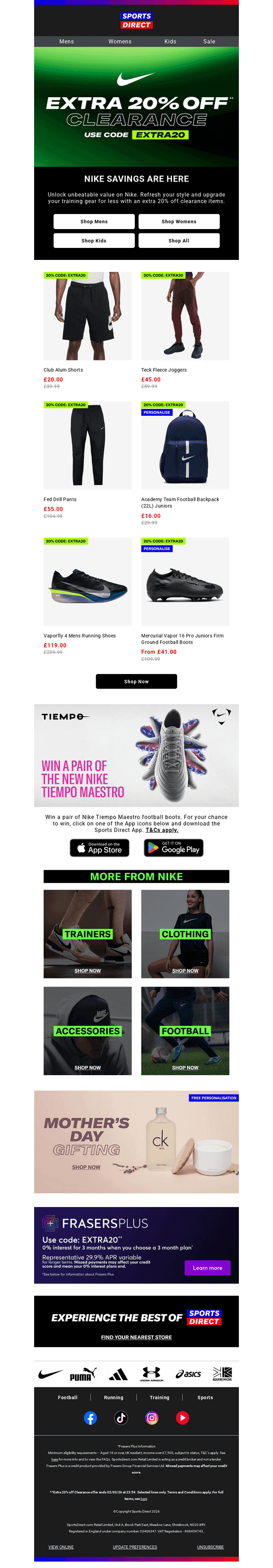 Clearance Nike: Extra 20% off