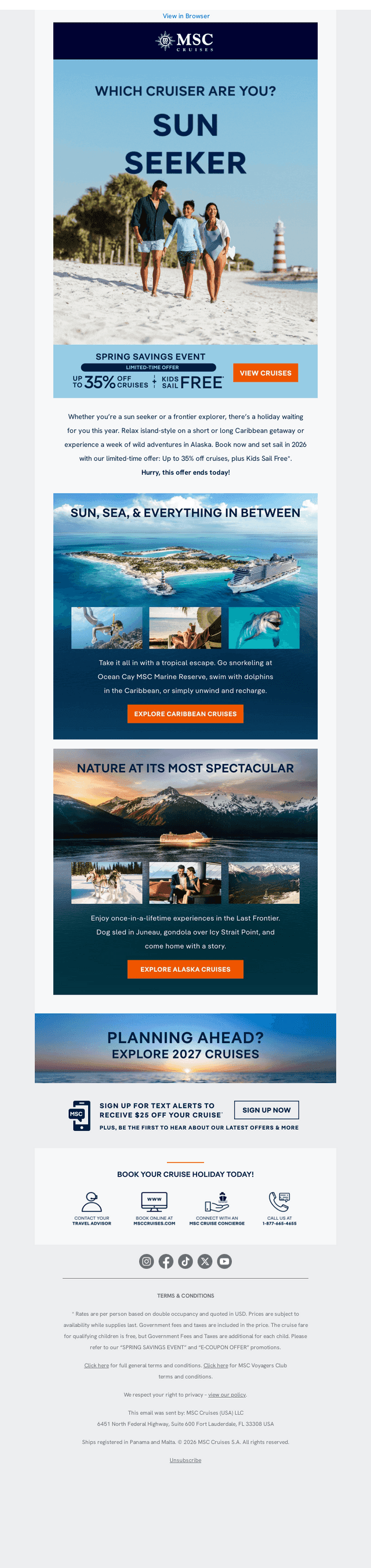 MSC Cruises email from Thu, Feb 26, 2026