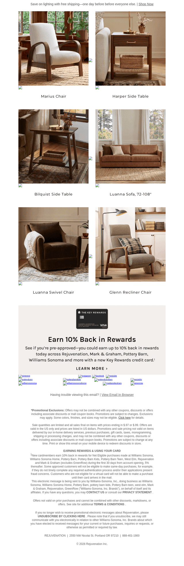 Early Access: Free Shipping on Lighting