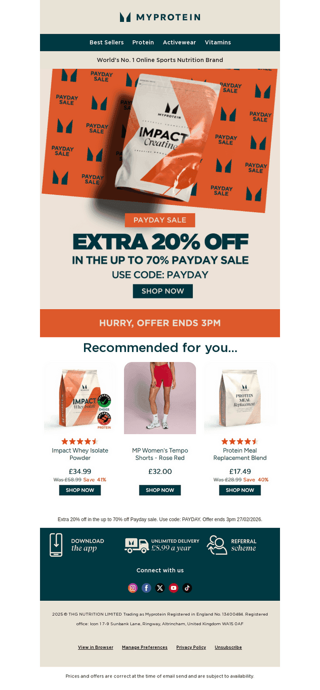 3 Hours ONLY: Extra 20% off