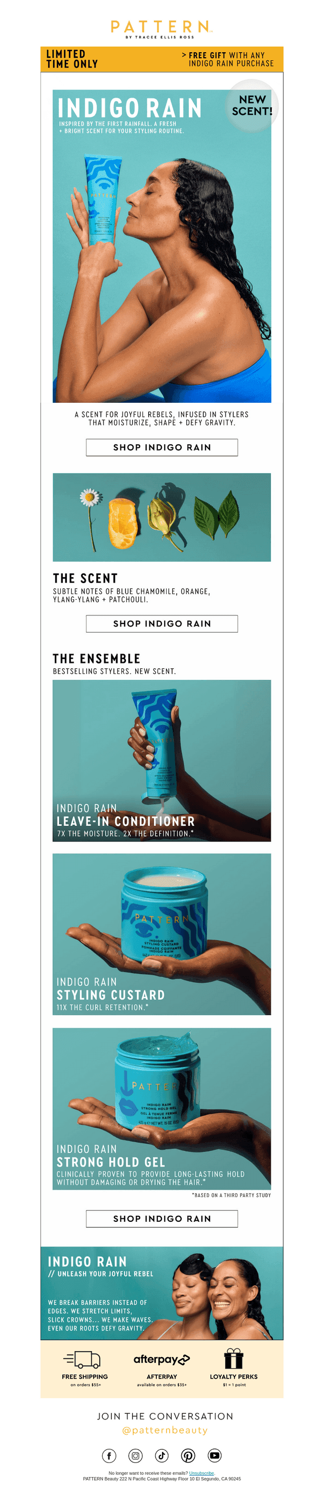 Introducing Indigo Rain💧 Our New, Fresh + Bright Scent.