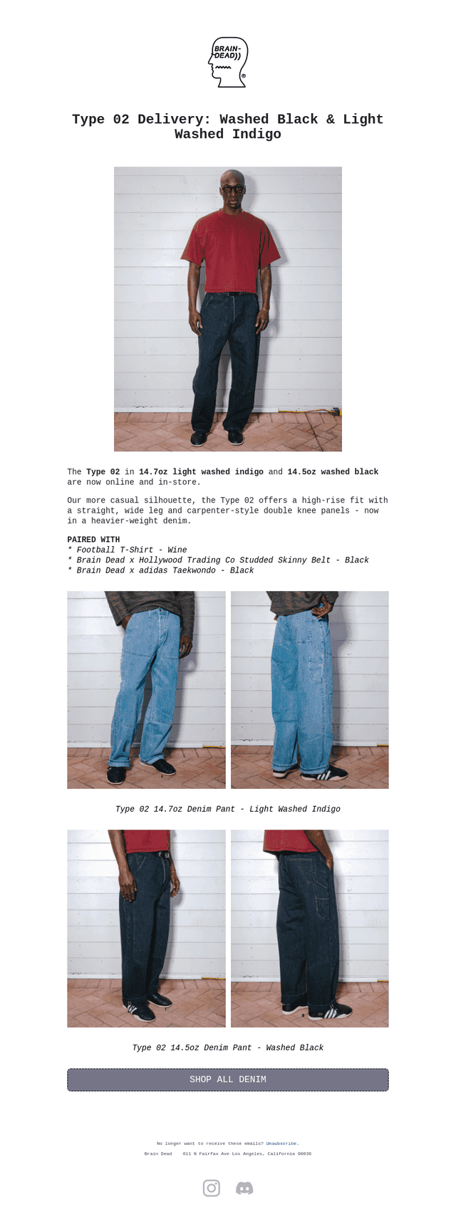 Type 02 Delivery: Washed Black & Light Washed Indigo