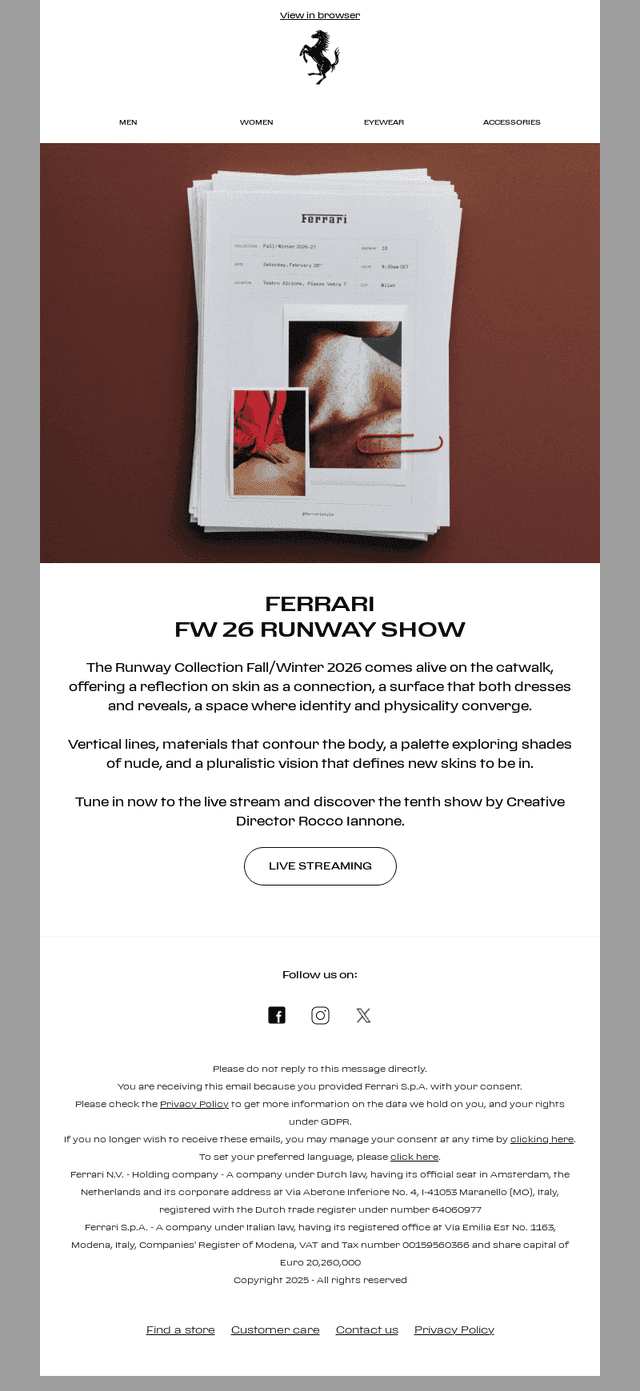 Ferrari email from Sat, Feb 28, 2026