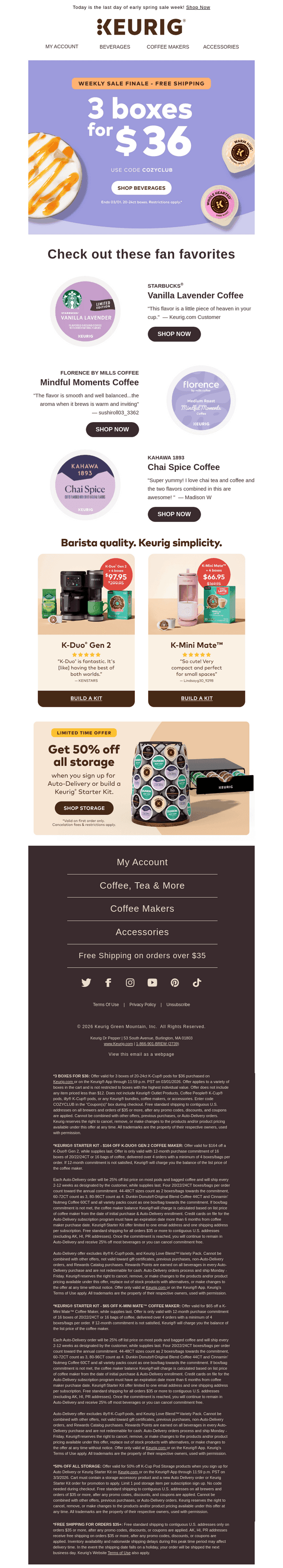 Keurig email from Sat, Feb 28, 2026
