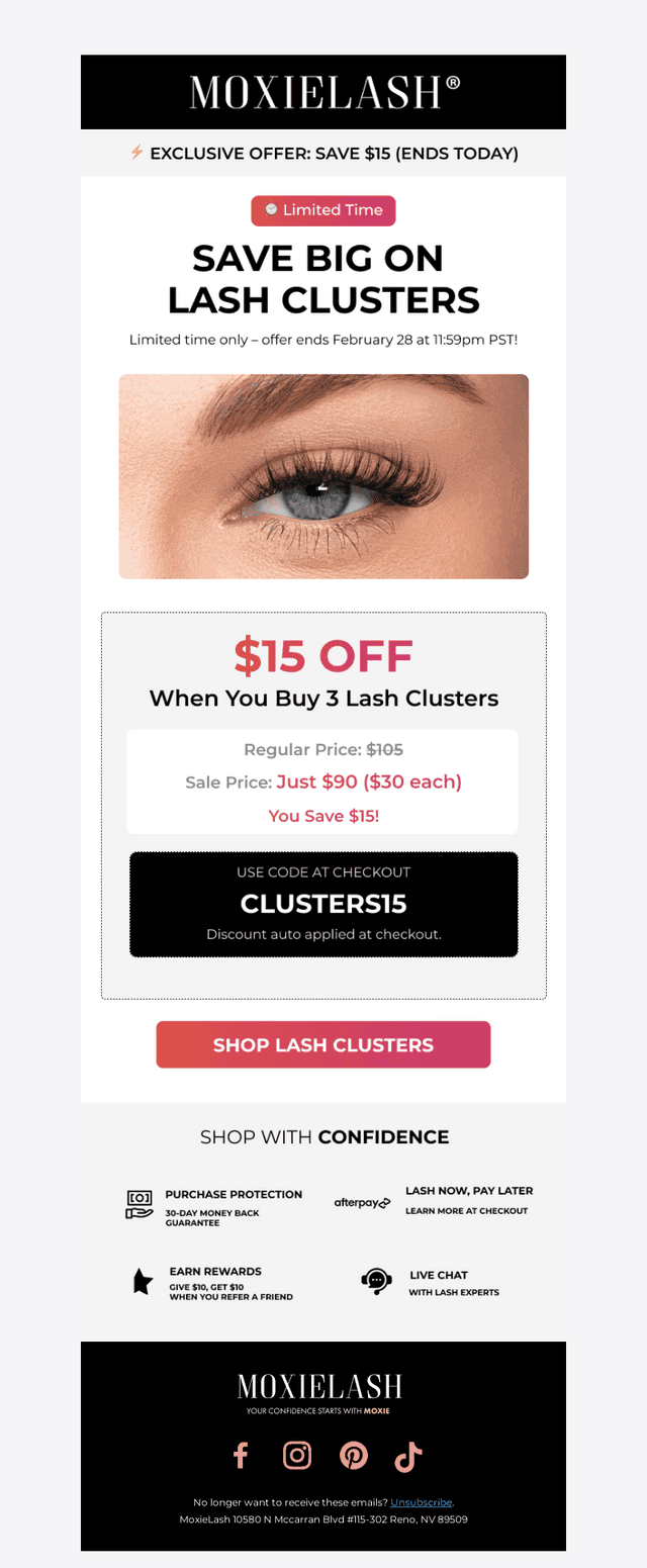 $15 OFF 3 Lash Clusters! (Ends Today!)