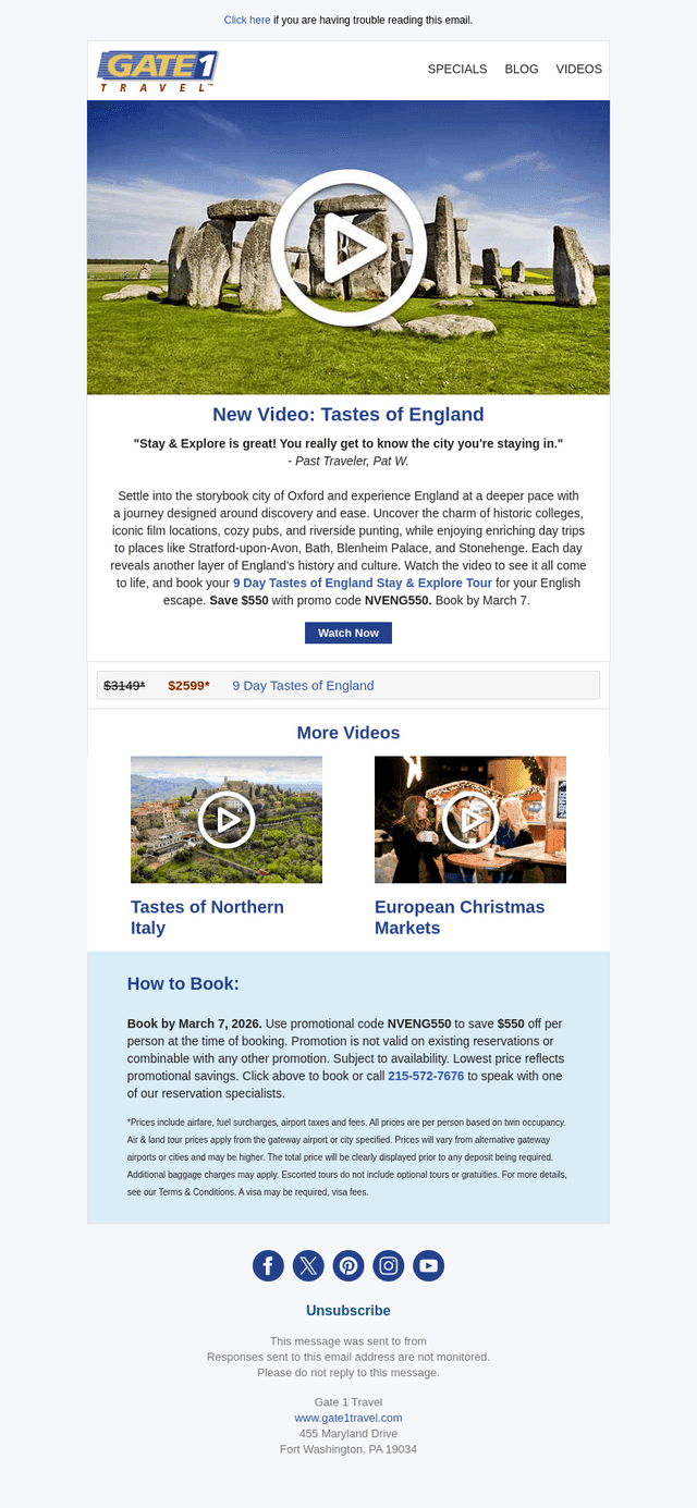 Gate 1 Travel email from Sat, Feb 28, 2026