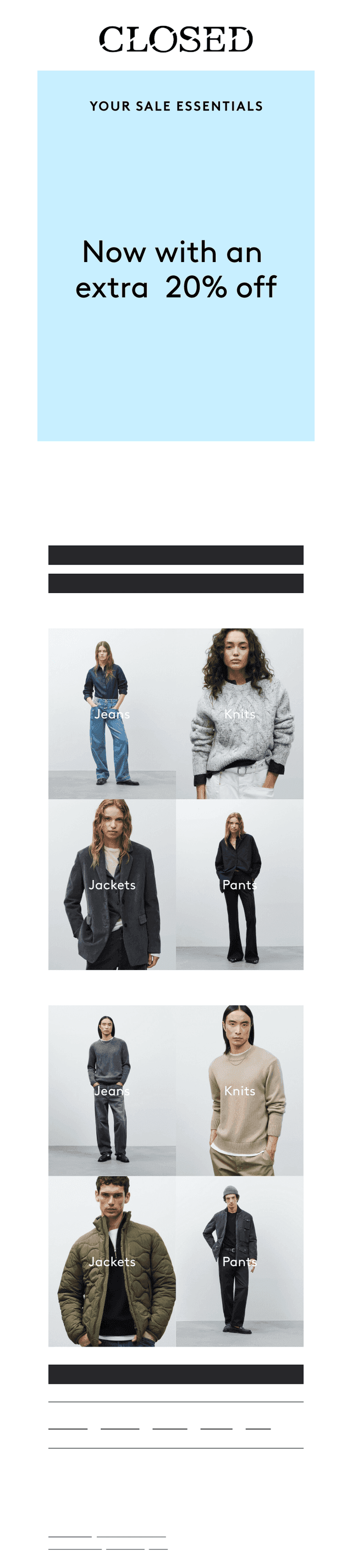 Hurry up: extra 20% off the sale