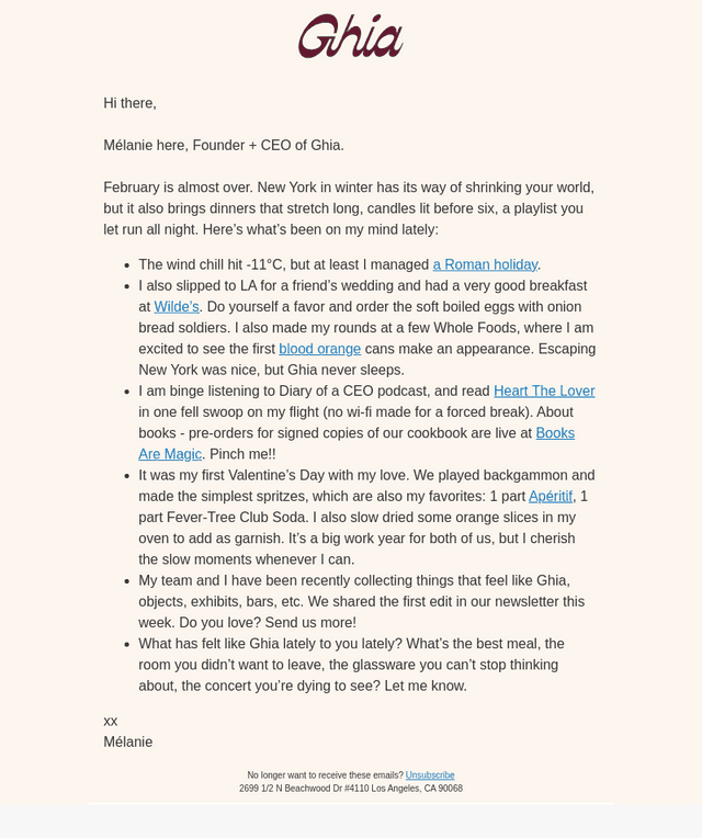 A Note From Mélanie