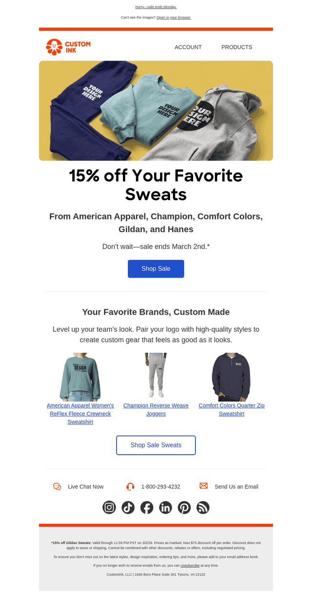 Get 15% off sweats before it's too late!
