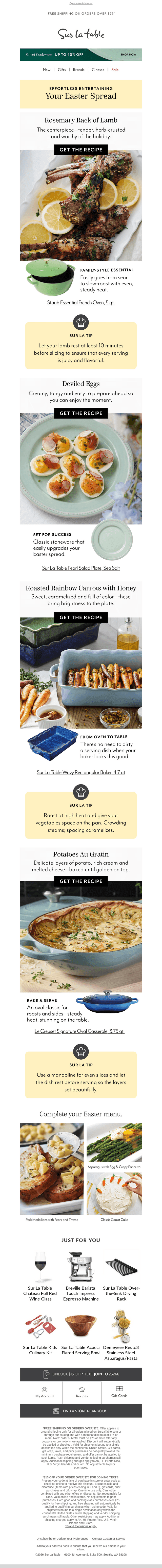 Sur La Table email from Sun, Mar 1, 2026