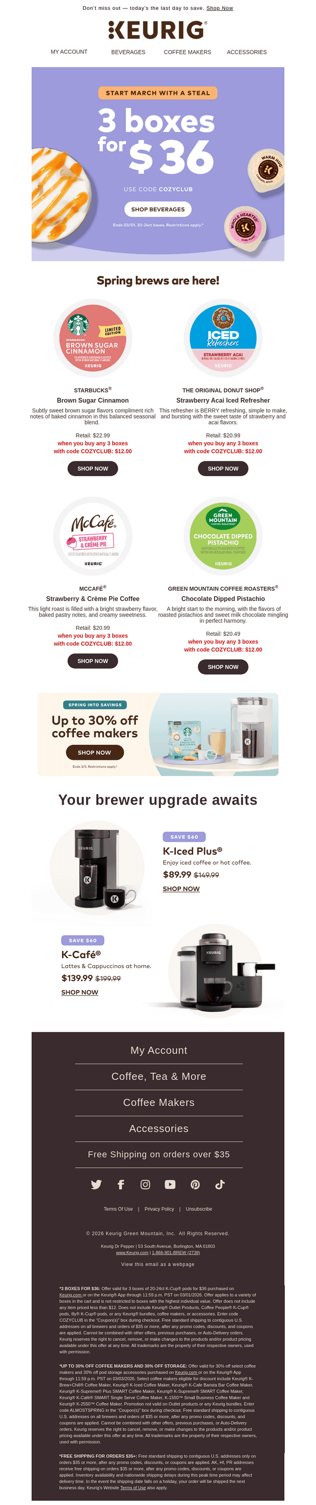 Keurig email from Sun, Mar 1, 2026