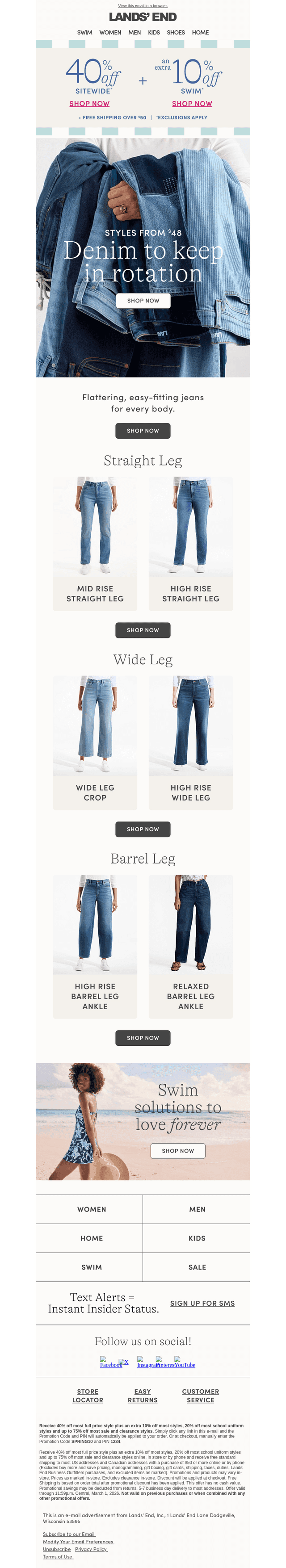 50% off denim to pack, wear, repeat
