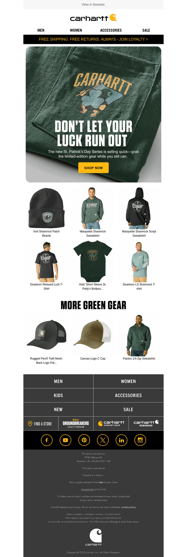 Carhartt email from Sun, Mar 1, 2026