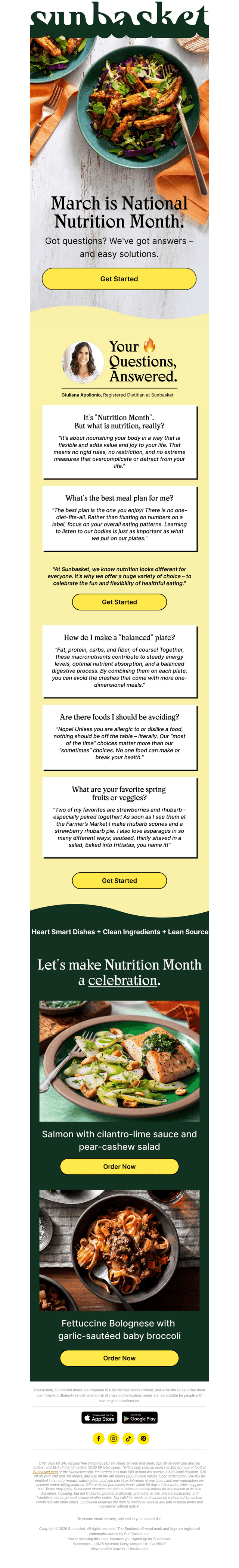 Sun Basket email from Sun, Mar 1, 2026