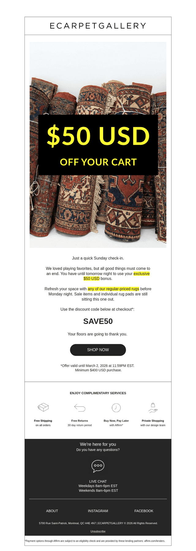 Last chance for $50 OFF