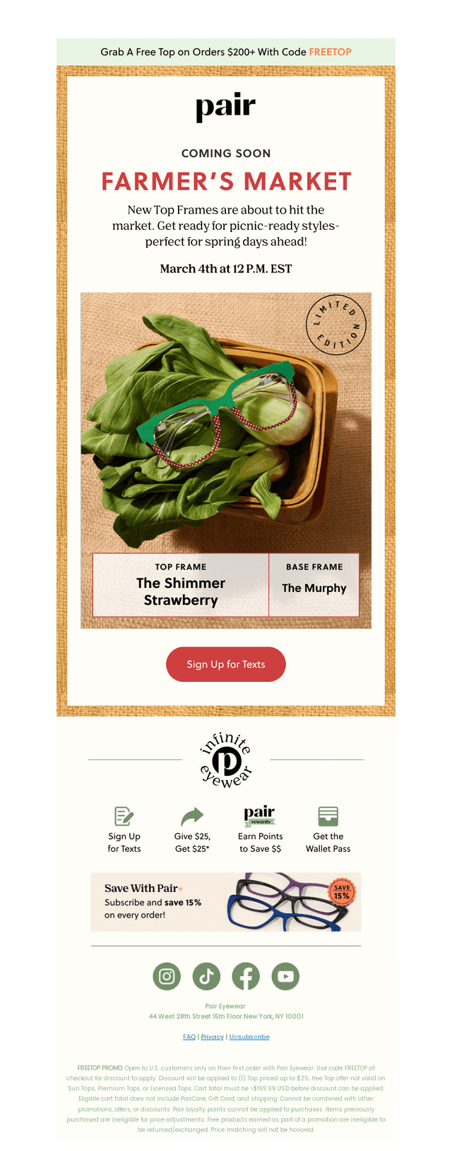 Pair Eyewear email from Sun, Mar 1, 2026