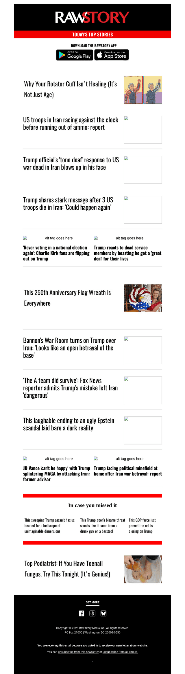 Raw Story email from Sun, Mar 1, 2026