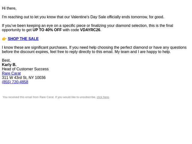 Rare Carat email from Sun, Mar 1, 2026