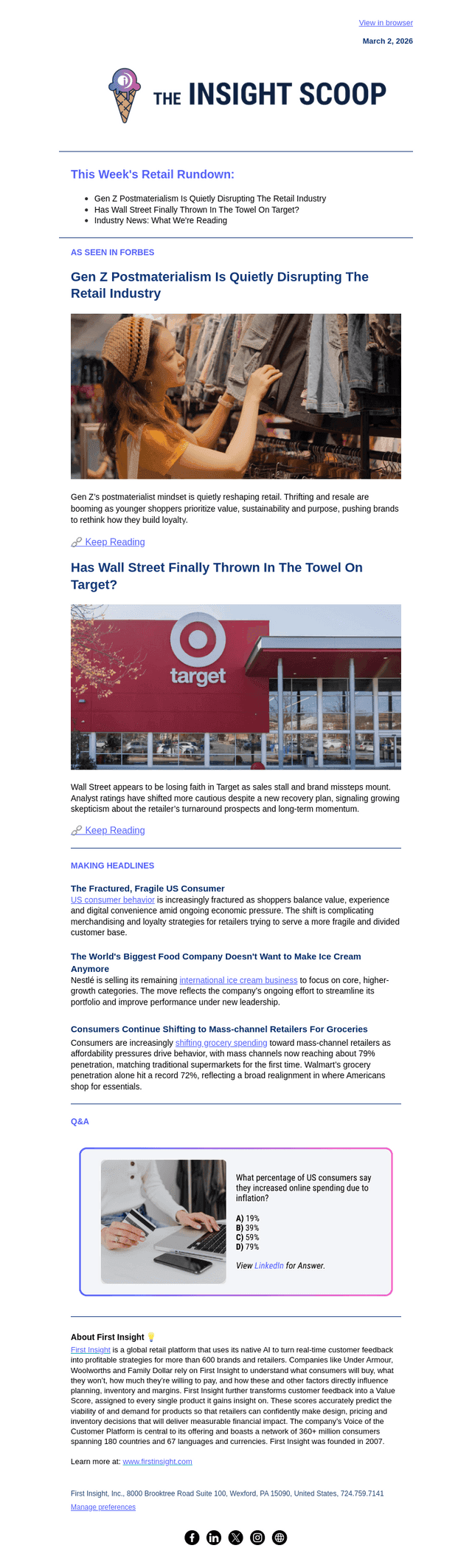 First Insight email from Mon, Mar 2, 2026